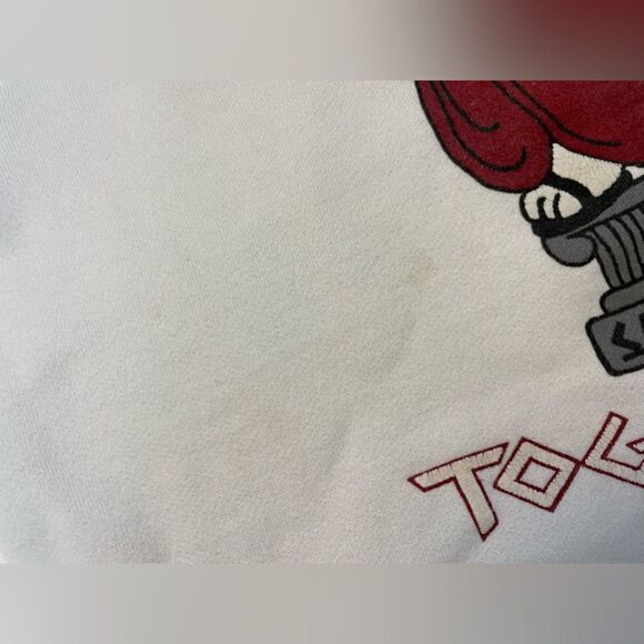 VINTAGE Caesars Toga Teddy Graphic Sweatshirt Women Small White 80s 90s - Picture 3 of 7